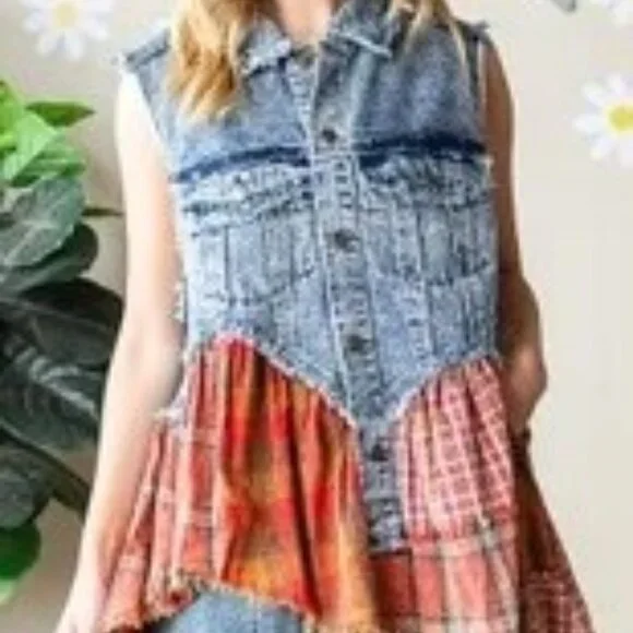 Oli & Hali Washed Denim Vest - Picture 1 of 7